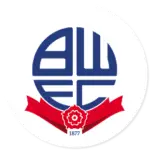 A Bolton Wanderers club crest on a white circle