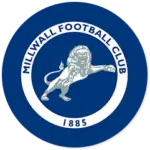 A Millwall club crest on a dark blue circle