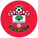 A Southampton club crest on a red circle