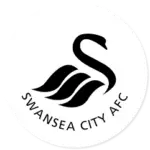 A Swansea City club crest on a white circle