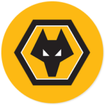 A Wolverhampton Wanderers club crest on a gold circle