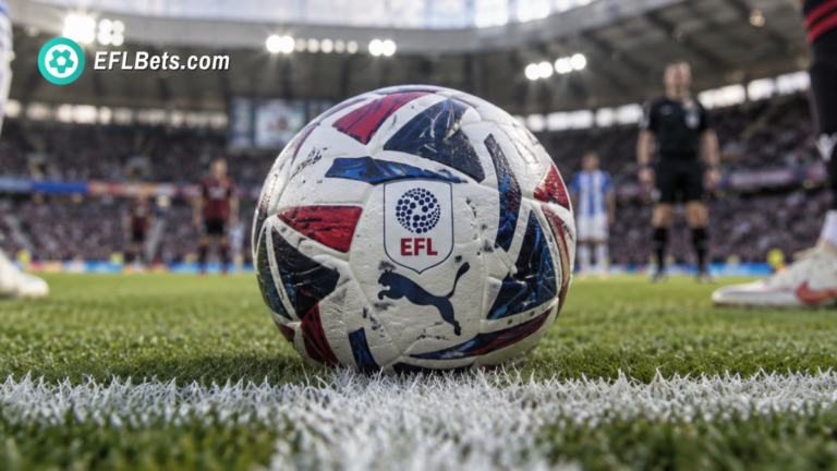 An EFL ball on the centre circle, prior to kick-off