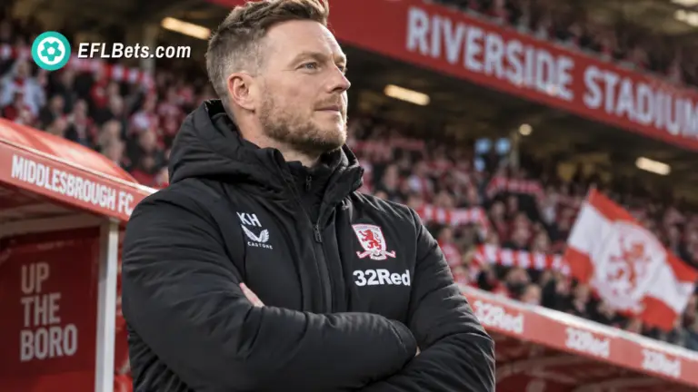 Middlesbrough manager Kim Hellberg standing pitch-side