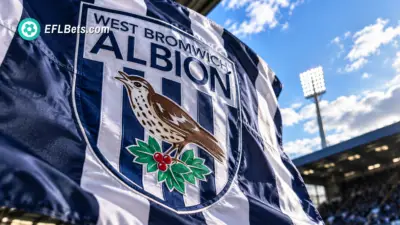 A West Bromwich Albion flag, billowing in the breeze